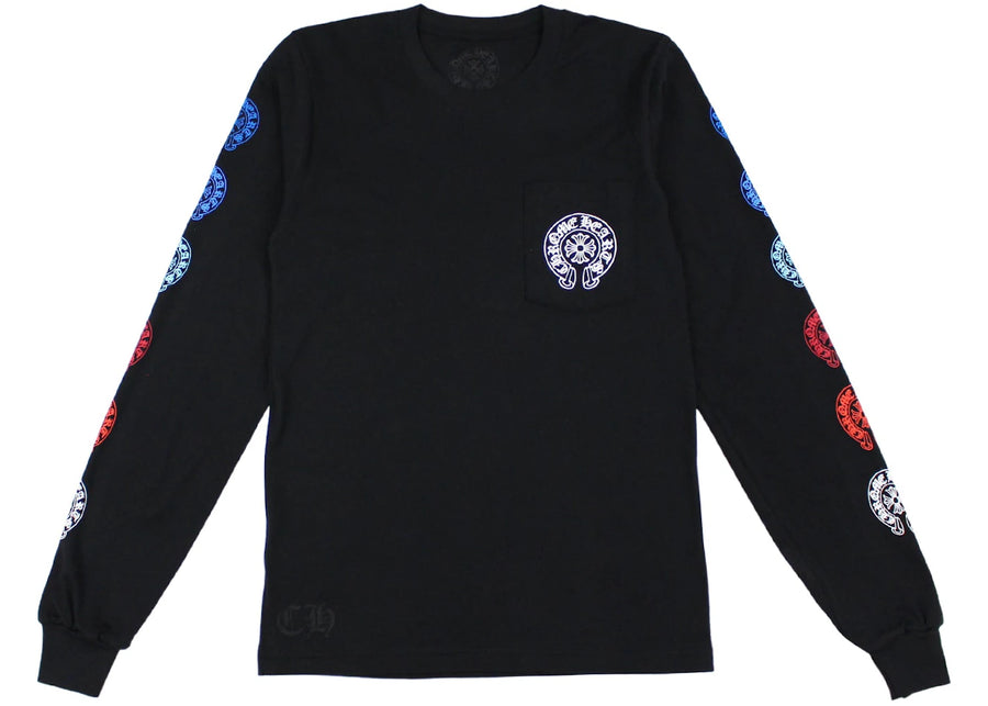 T-shirt à manches longues Chrome Hearts multicolores en forme de fer à cheval, noir