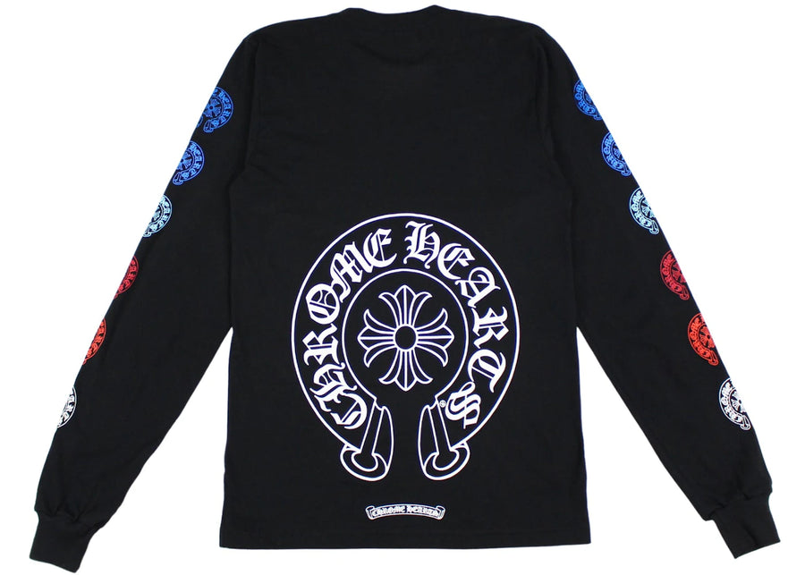 T-shirt à manches longues Chrome Hearts multicolores en forme de fer à cheval, noir