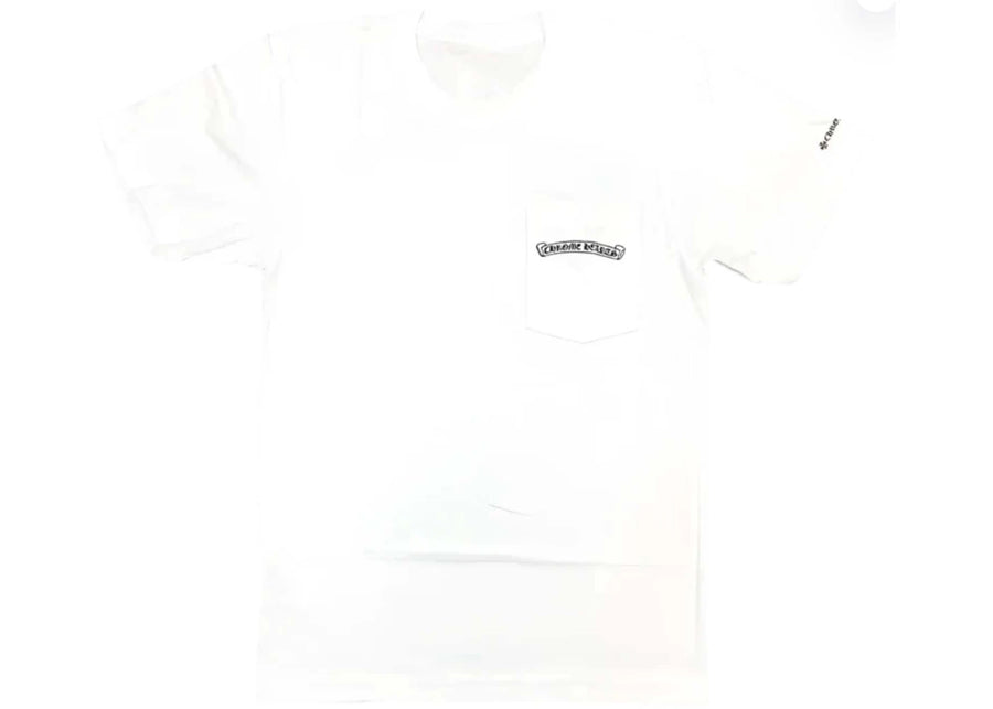 T-shirt blanc à poche avec logo Chrome Hearts Scroll