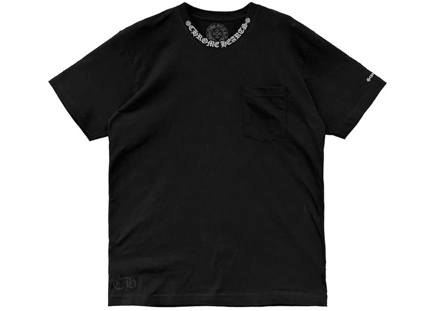 T-shirt noir à manches courtes et poche Chrome Hearts