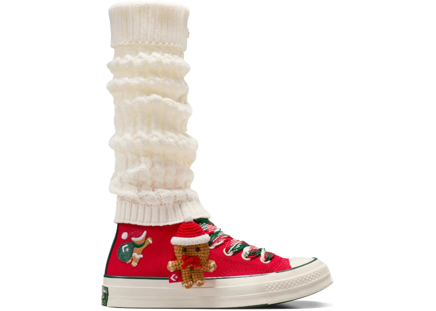 Converse Chuck 70 Hi Noël Pain d'épice et chaussettes tricotées rouges
