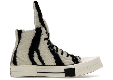 Converse TURBODRK Chuck Taylor All Star 70 Hi Rick Owens DRKSHDW Sherpa Zebra Print White Black