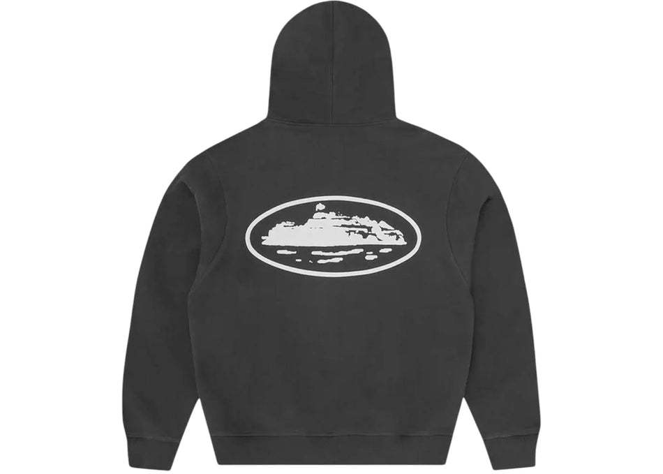 Corteiz Island Puff Print Zip Hoodie Washed Black