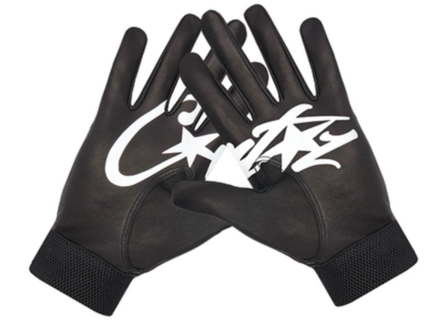 Gants en cuir Corteiz noirs