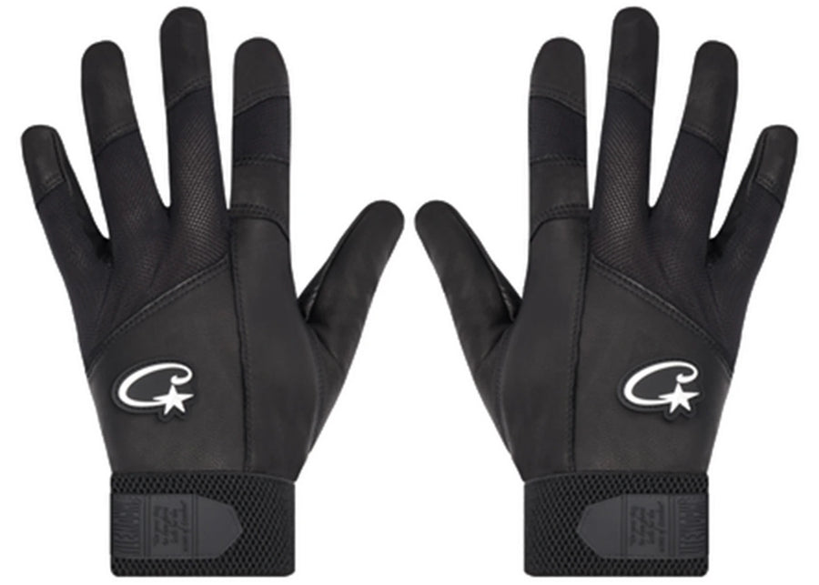 Gants en cuir Corteiz noirs
