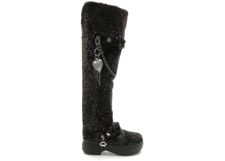 Crocs Classic Unfurgettable Knee High Boot Black Leopard (Women's)