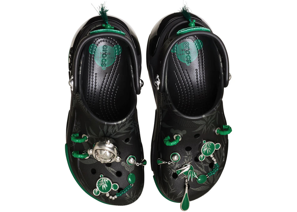 Crocs Bubble Crush Clog Pop Mart SKULLPANDA Black Green