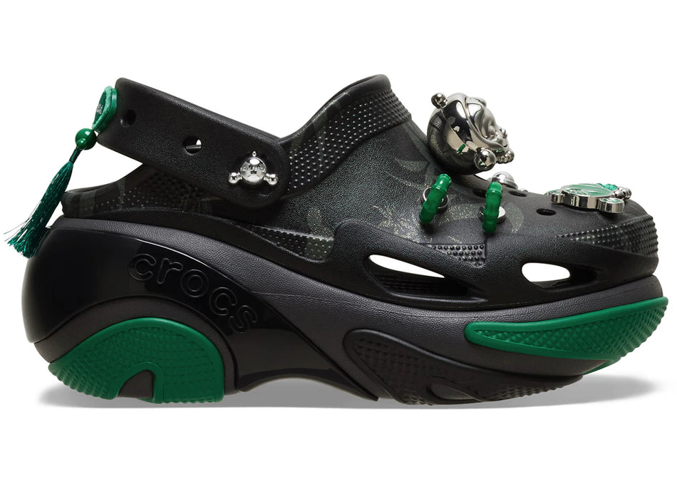 Crocs Bubble Crush Clog Pop Mart SKULLPANDA Black Green
