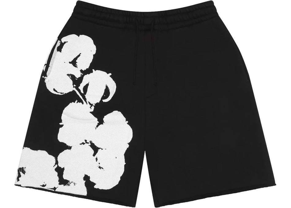 Denim Tears Big Cotton Wreath Sweat Shorts Black