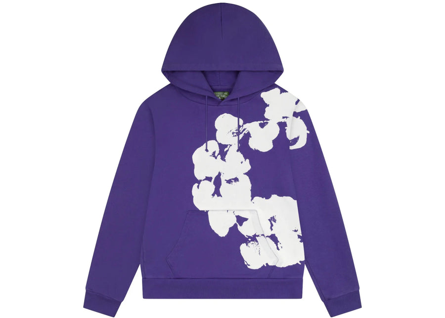 Sweat-shirt violet à motif de grandes fleurs de coton et déchirures de denim