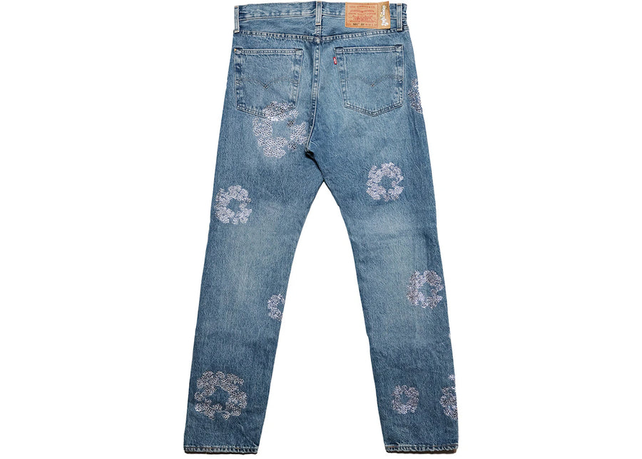 Jeans 501 déchirés, délavage clair