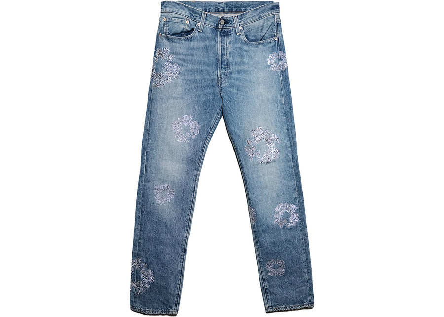 Jeans 501 déchirés, délavage clair
