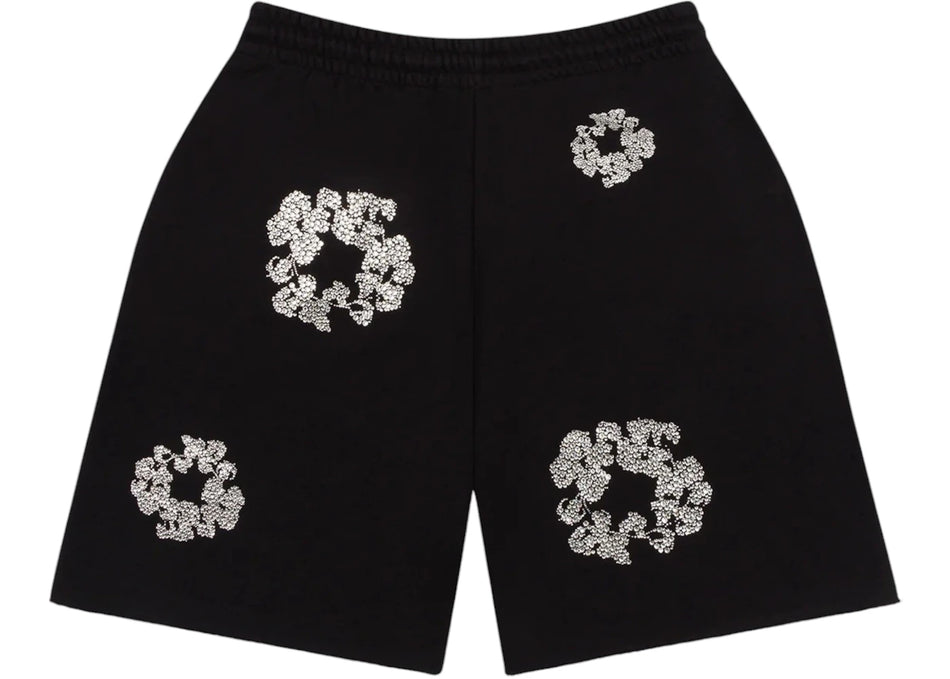 Denim Tears Cashmere Swarovski Cotton Wreath Shorts Black