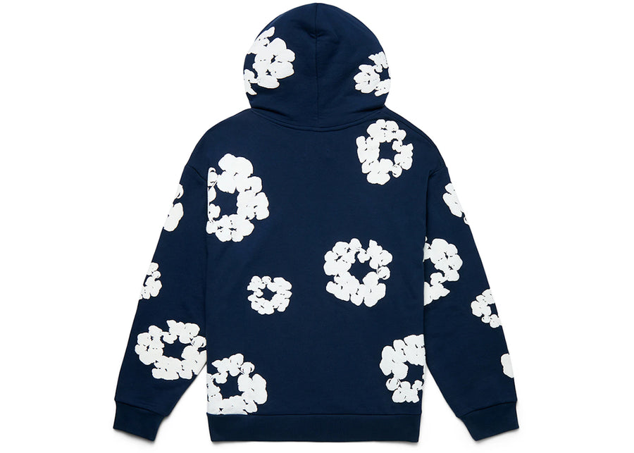 Sweat-shirt en coton à motif de couronne de larmes de denim, bleu marine
