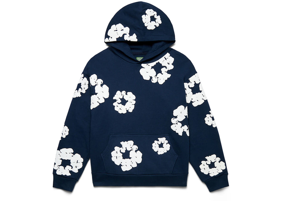 Sweat-shirt en coton à motif de couronne de larmes de denim, bleu marine