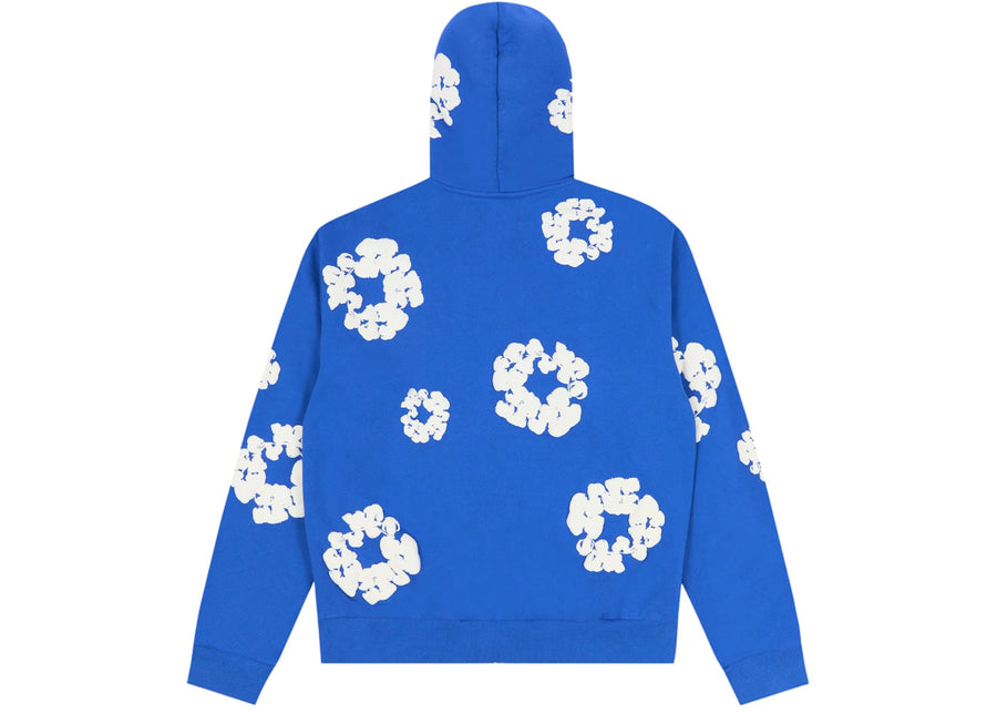 Sweat à capuche zippé en coton bleu Denim Tears Cotton Wreath avec couronne