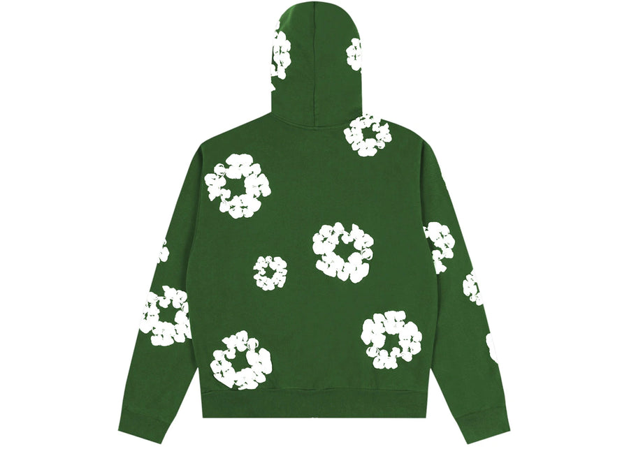 Sweat à capuche zippé vert Denim Tears Cotton Wreath avec couronne