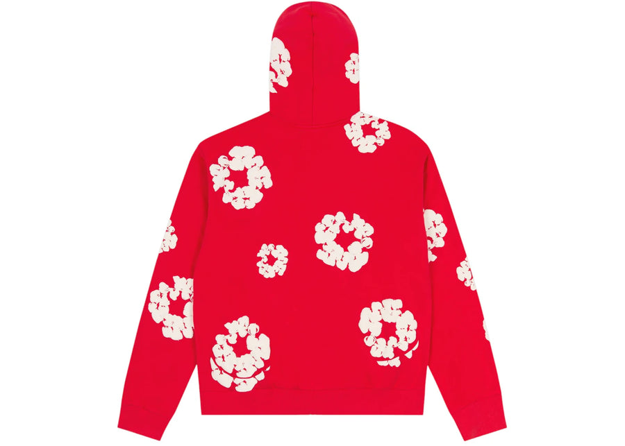 Sweat à capuche zippé en coton Denim Tears Cotton Wreath rouge