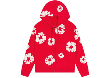 Denim Tears Cotton Wreath Zip Hoodie Red