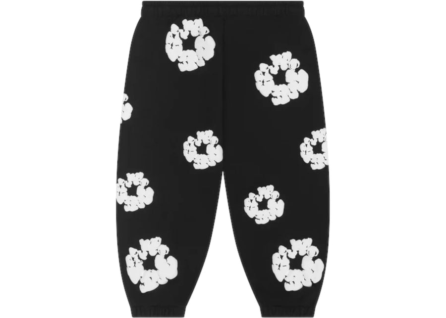 Pantalon de survêtement en coton noir Denim Tears Kids avec couronne