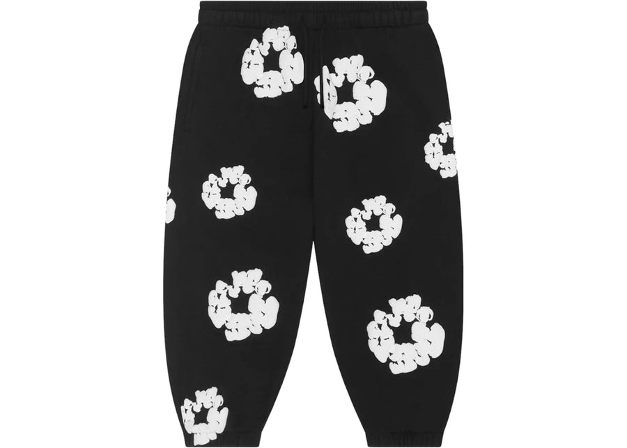 Pantalon de survêtement en coton noir Denim Tears Kids avec couronne