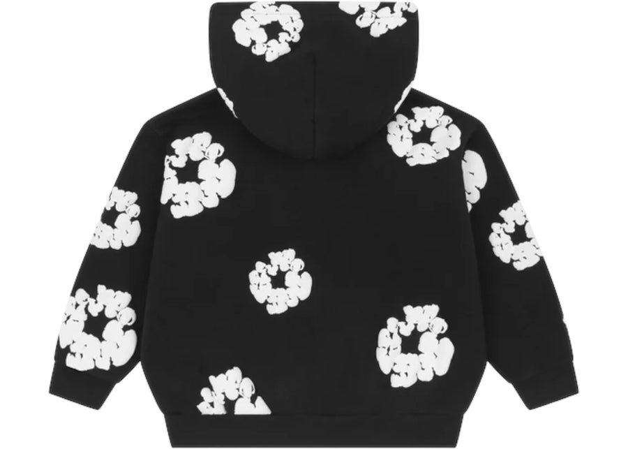Sweat à capuche zippé Denim Tears Kids en coton noir avec couronne