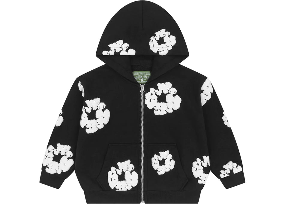 Denim Tears Kids Cotton Wreath Zip Hoodie Black