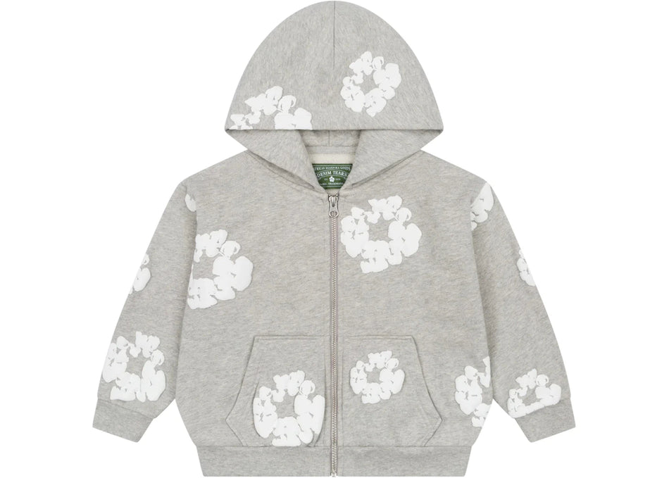 Denim Tears Kids Cotton Wreath Zip Hoodie Grey