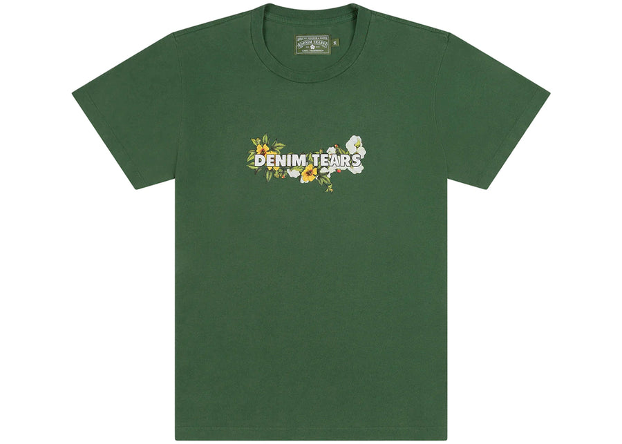 T-shirt vert à logo Denim Tears