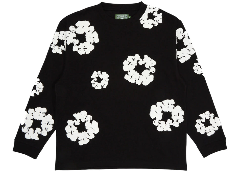 Denim Tears Long Sleeve Cotton Wreath T-shirt Black