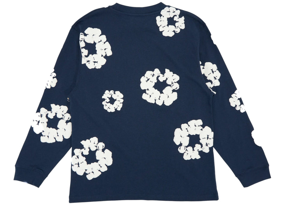 Denim Tears Long Sleeve Cotton Wreath T-shirt Navy