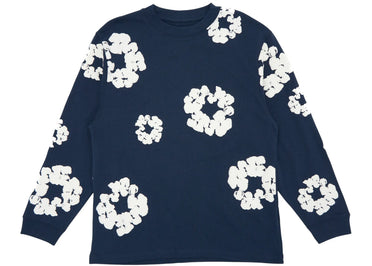 Denim Tears Long Sleeve Cotton Wreath T-shirt Navy