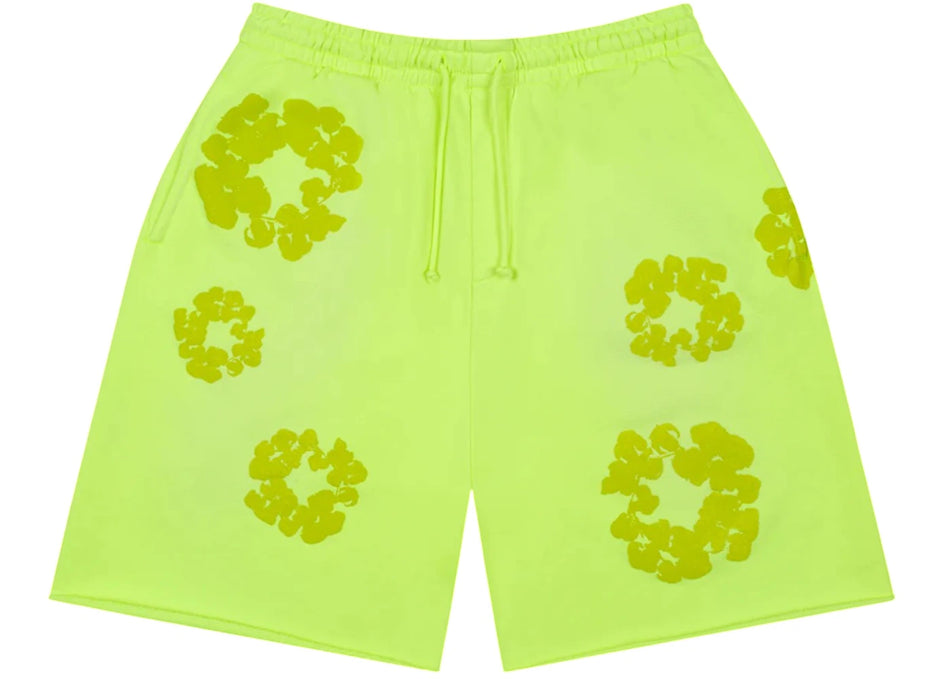 Denim Tears Mono Cotton Wreath Sweat Shorts Neon Green