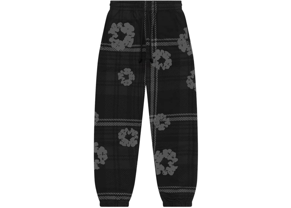 Denim Tears Plaid Cotton Wreath Sweatpants Black