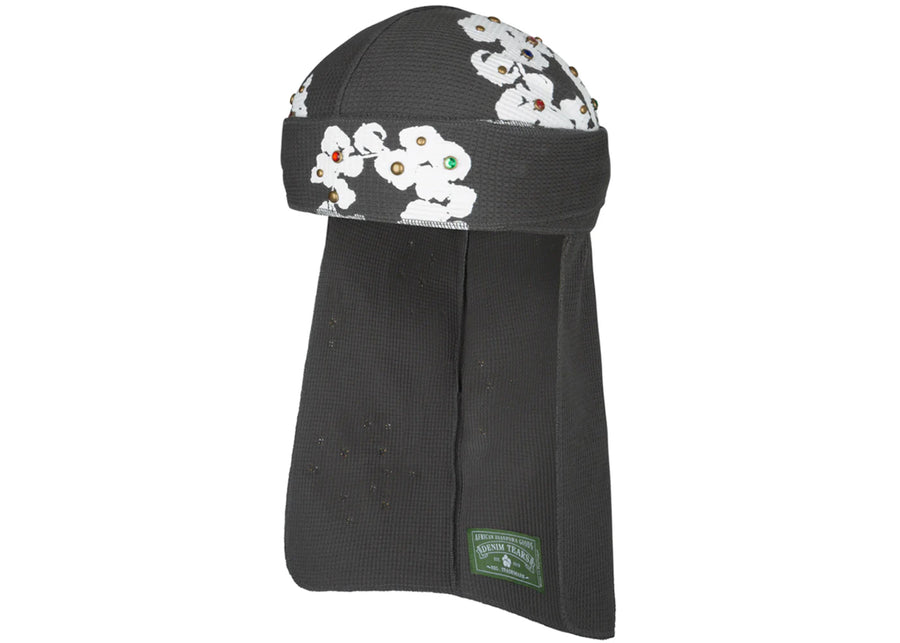 Denim Tears Rhinestone Cotton Wreath Durag Vintage Black
