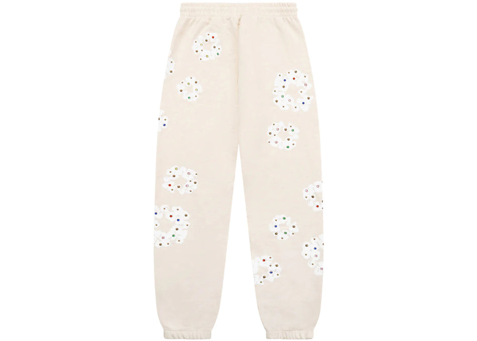 Denim Tears Rhinestone Cotton Wreath Sweatpants Oatmeal