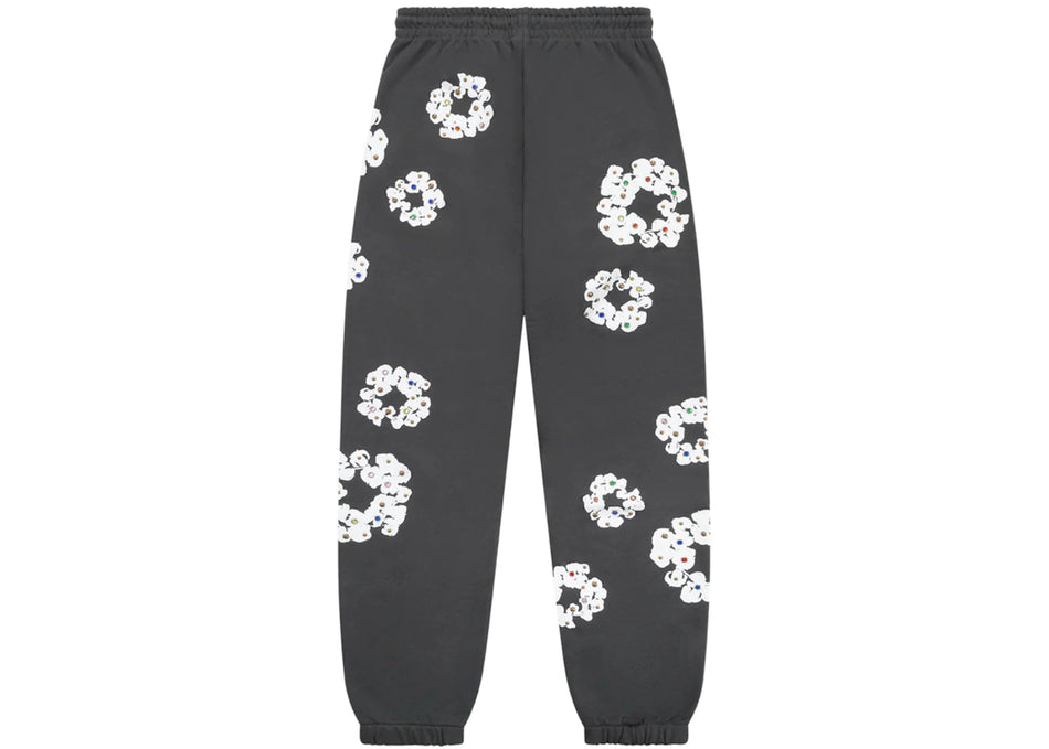 Denim Tears Rhinestone Cotton Wreath Sweatpants Vintage Black