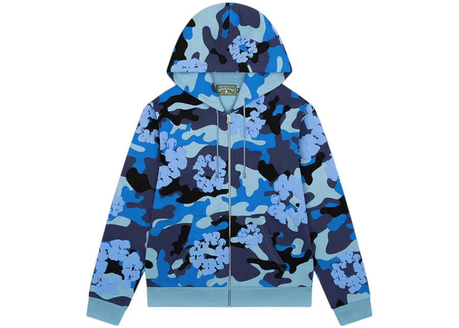 Denim Tears The Cotton Wreath Zip Sweatshirt Bleu Camouflage