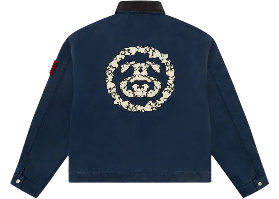 Veste de travail en toile Denim Tears x Stussy Never Renege, bleu marine/noir