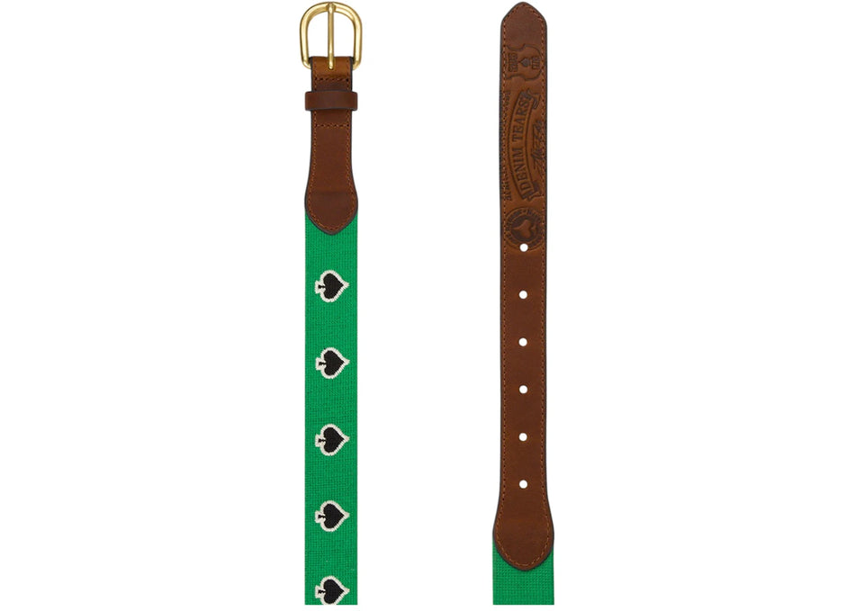 Denim Tears x Stussy Spade Needlepoint Belt Green/Brown