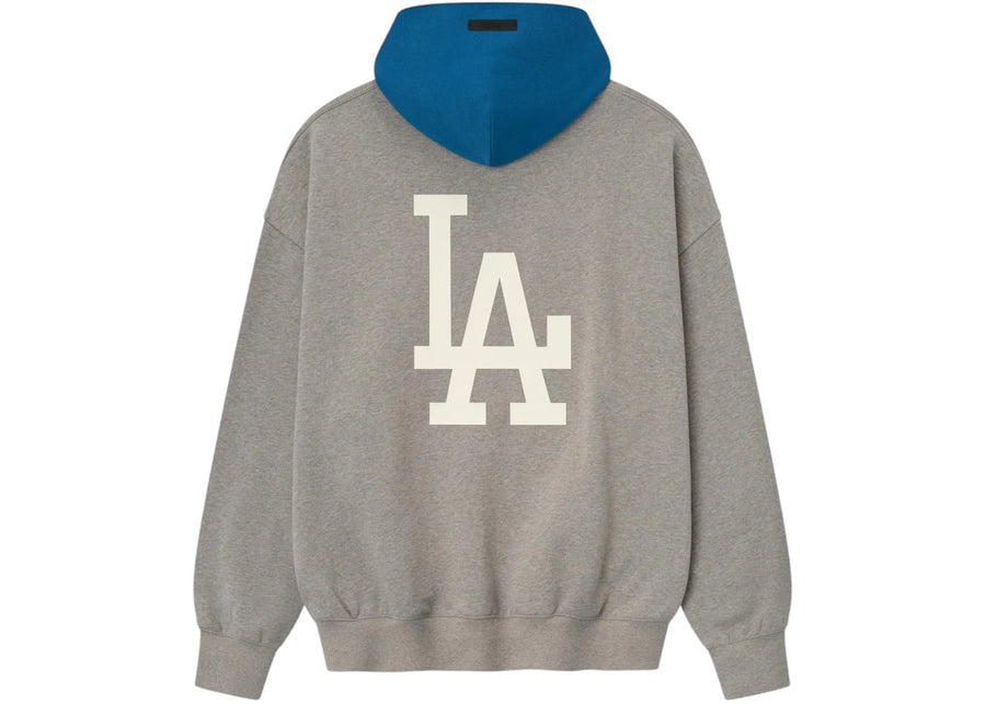 Sweat à capuche sport Fear of God Essentials Dodgers, coloris Béton chiné/Bleu saphir