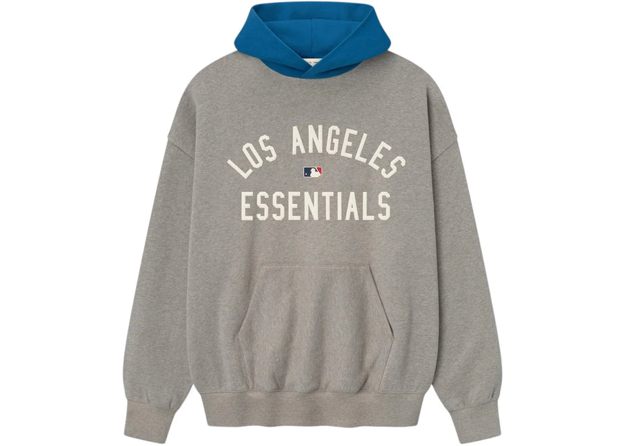 Sweat à capuche sport Fear of God Essentials Dodgers, coloris Béton chiné/Bleu saphir