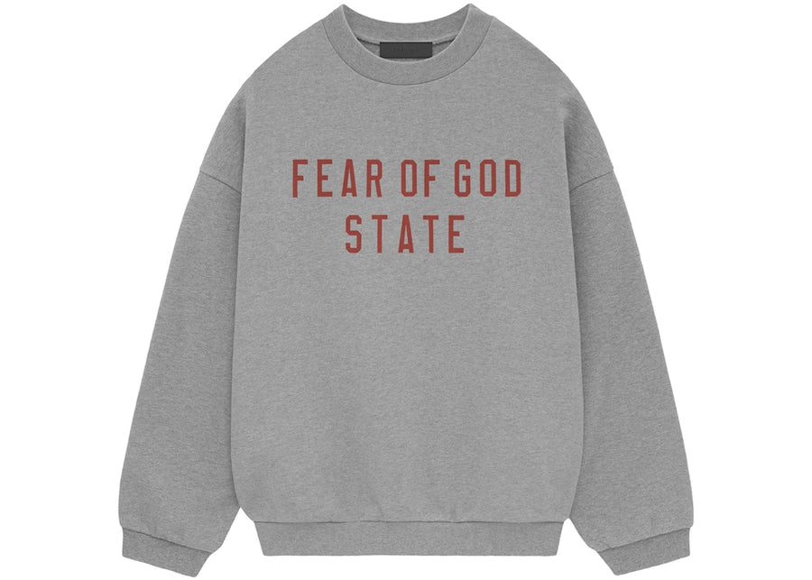 Sweat-shirt polaire Fear of God Essentials II à col rond, gris foncé chiné