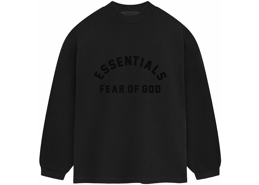 T-shirt à manches longues en jersey épais Fear of God Essentials, noir de jais