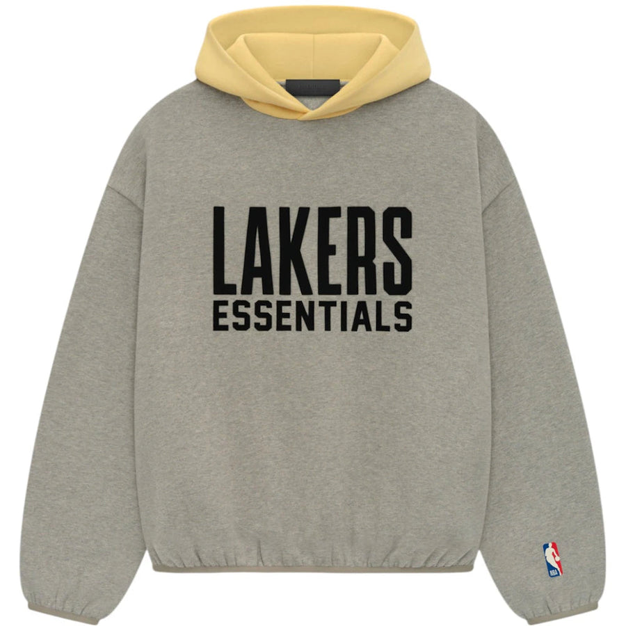 Sweat à capuche Fear of God Essentials Lakers, gris chiné chaud