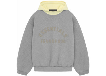 Fear of God Essentials Nylon Fleece Hoodie Dark Heather Oatmeal/Garden Yellow