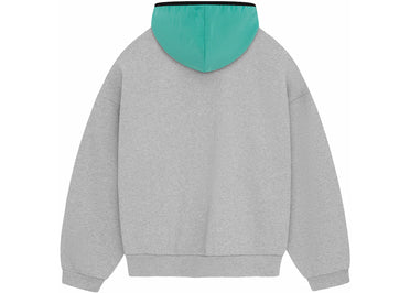 Fear of God Essentials Nylon Fleece Hoodie Light Heather Grey/Mint Leaf
