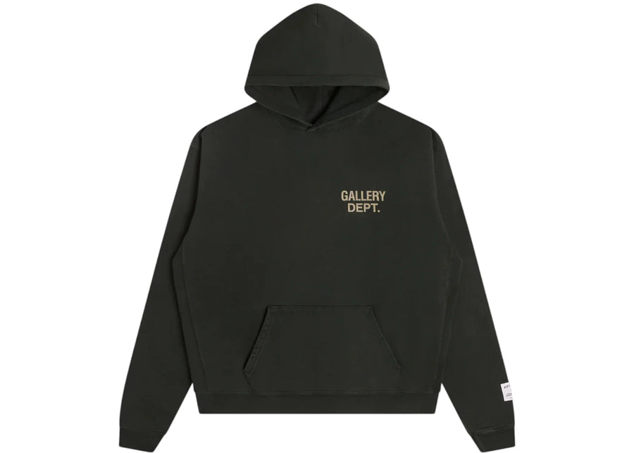 Sweat à capuche vintage noir avec logo années 90 de Gallery Dept.