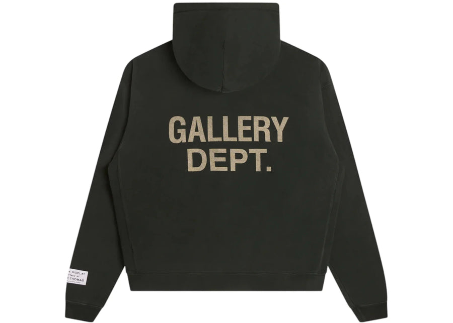 Sweat à capuche vintage noir avec logo années 90 de Gallery Dept.