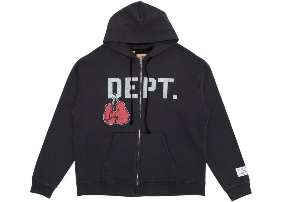 Sweat à capuche zippé noir vintage Gallery Dept. Boxing Merch